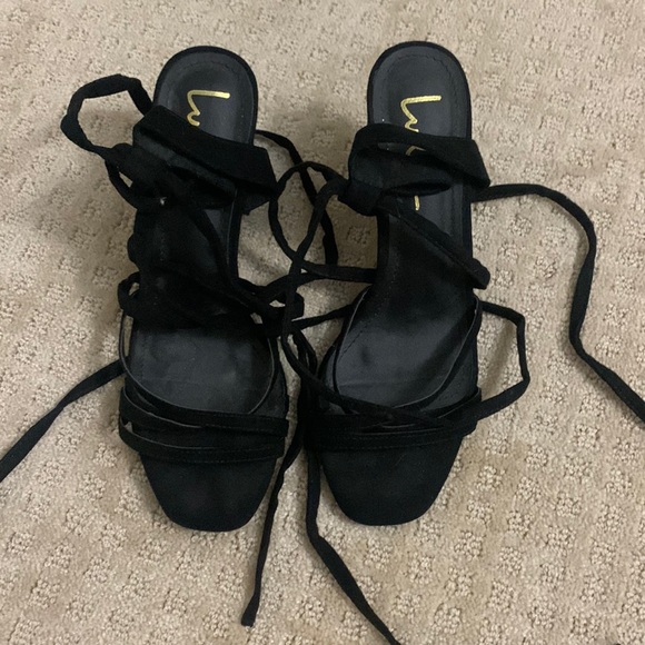 Lulus Shoes - Black Lace Up Heels
